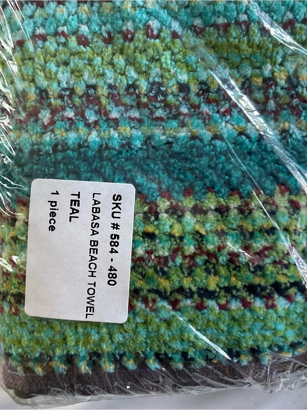 Crate & Barrel Labasa Beach Towel Teal 37” x 67” New in Package